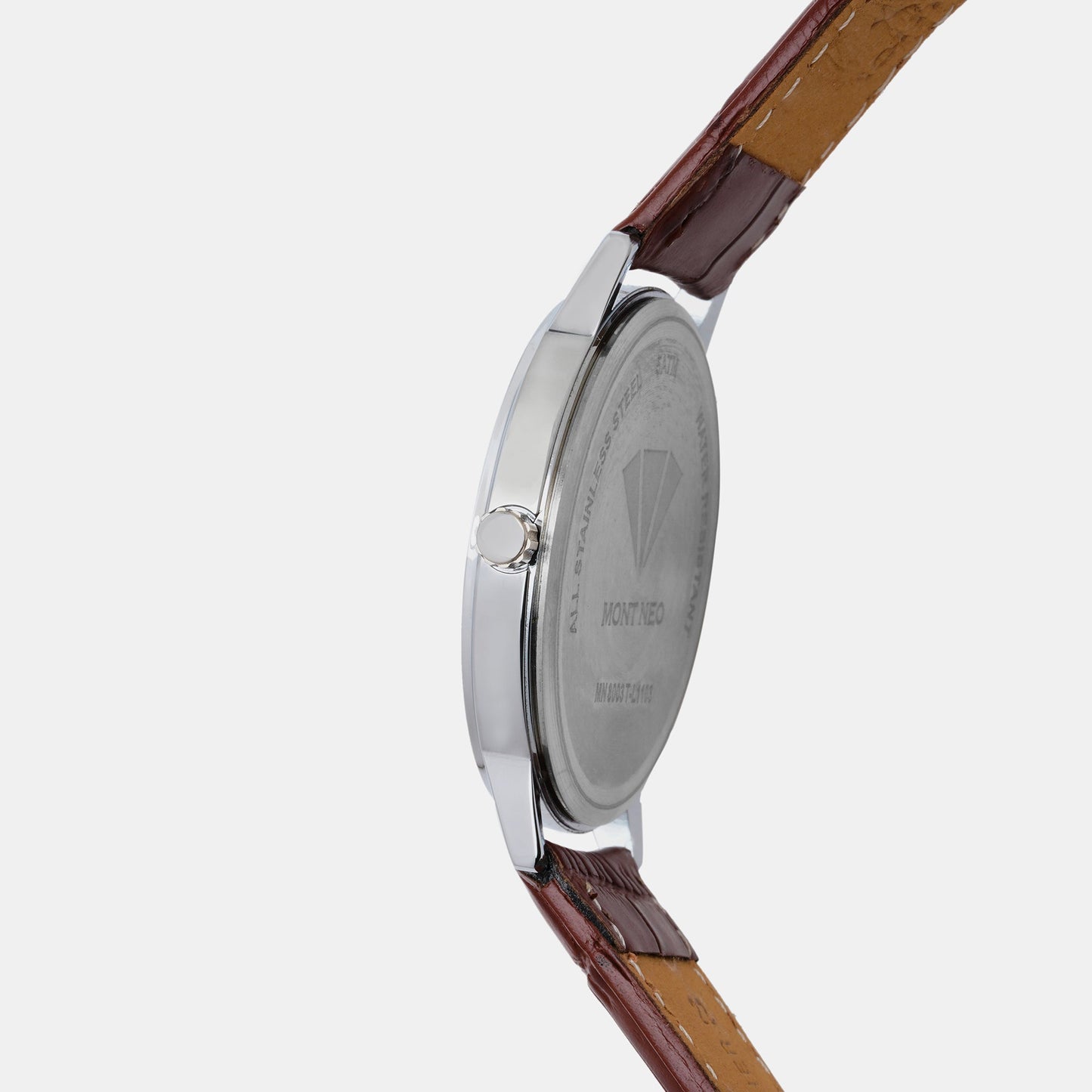 Men's Elegant Silver Analog Leather Watch 8003T-L1103