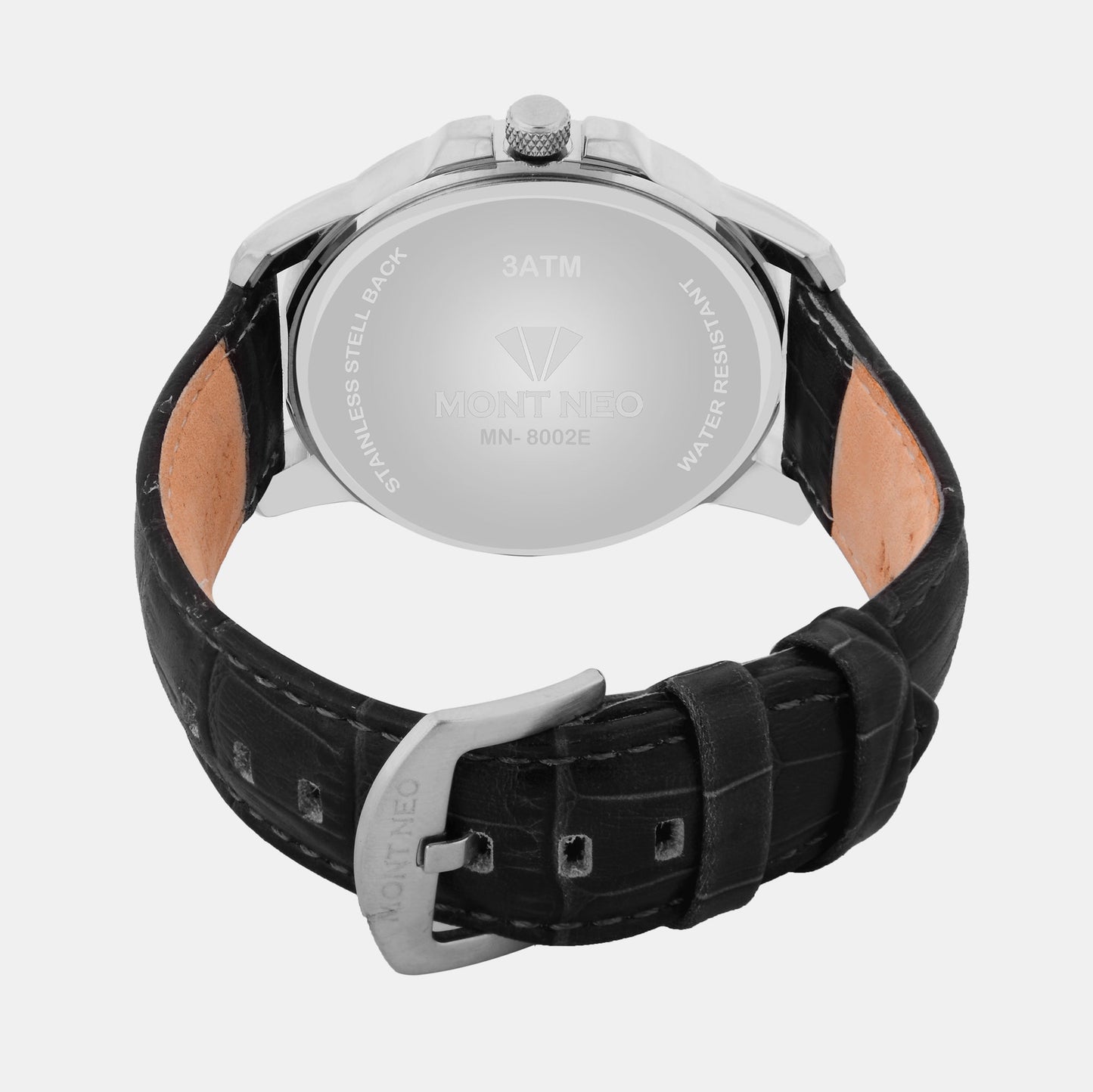 Men's Black Analog Leather Watch 8002E-L1104