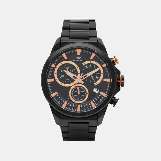 Men's Modern Black Chronograph Stainless Steel Watch 7011M-M4404