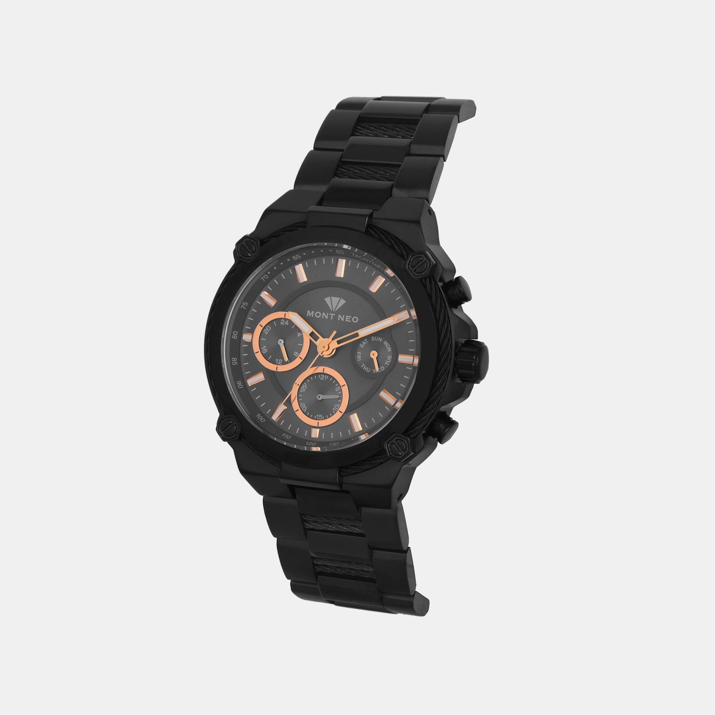 Men's Black Chronograph Stainless Steel Watch 1033C-M4404