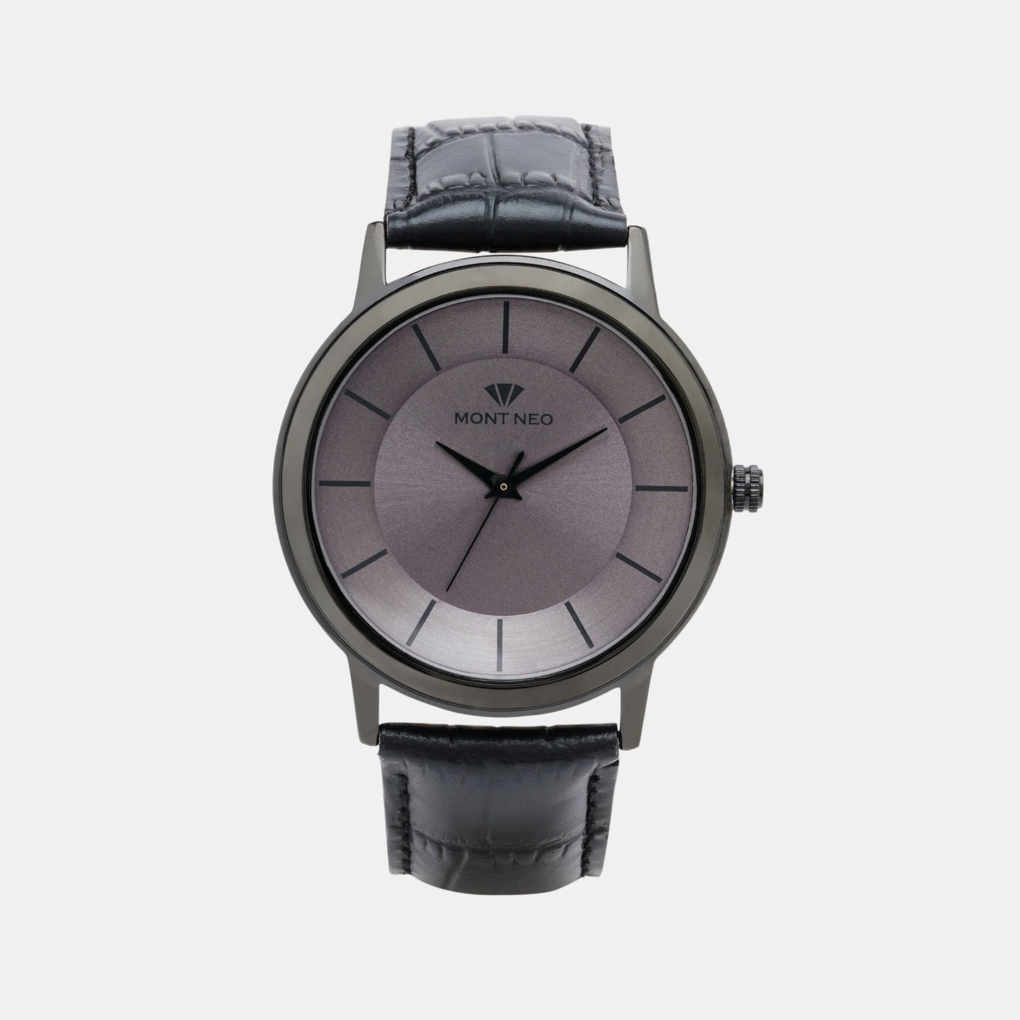 Men's Sleek Silver Analog Leather Watch 8003T-L4416