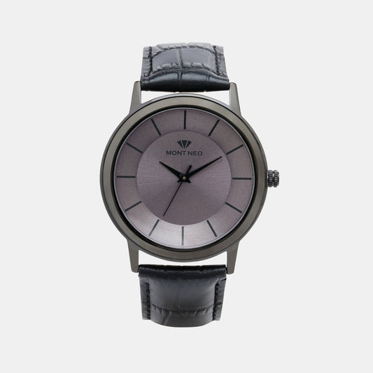 Men's Sleek Silver Analog  Leather Watch 8003T-L4416