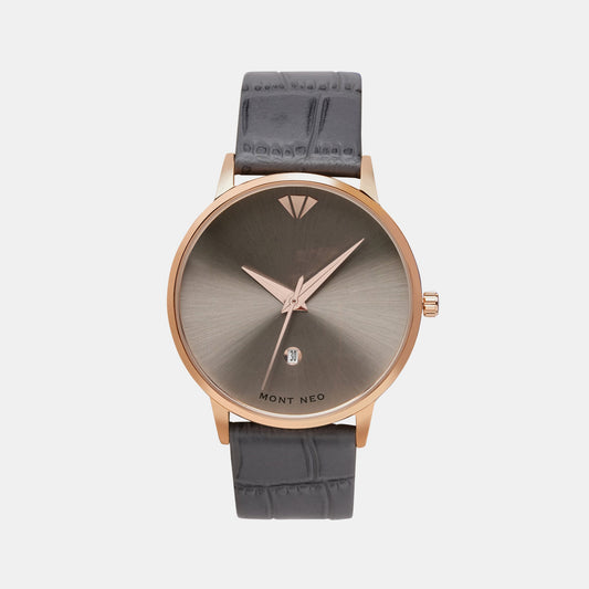 Men's Grey Analog Leather Watch G1034E-L3315