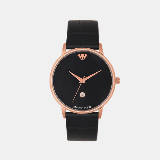 Men's Black Analog Leather Watch G1034E-L3304