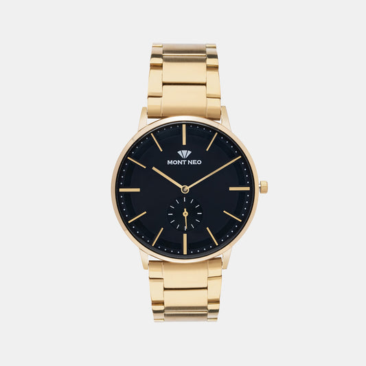 Men's Sleek Black Analog Stainless Steel Watch 7009E-M2204