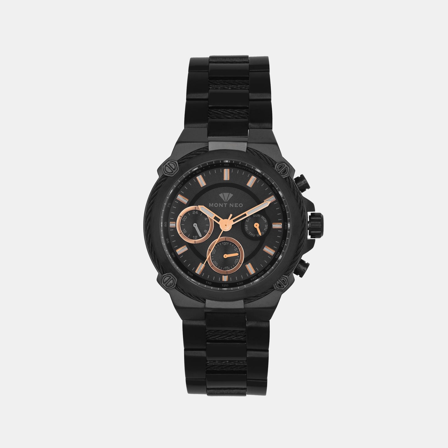 Men's Black Chronograph Stainless Steel Watch 1033C-M4404