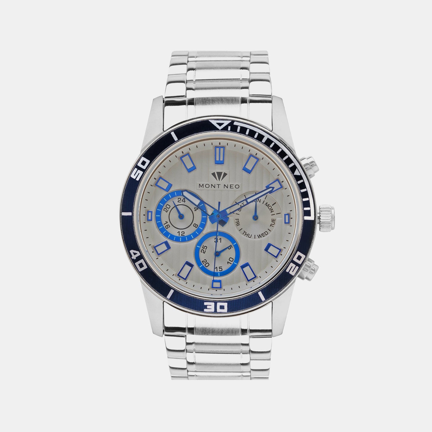 Men's Sophisticated Silver Chronograph Stainless Steel Watch 1036C-M1503
