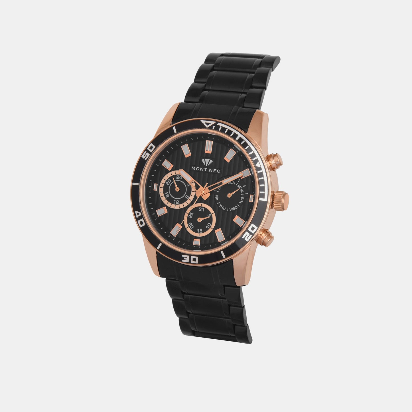 Men's Black Chronograph Stainless Steel Watch 1036C-M3404