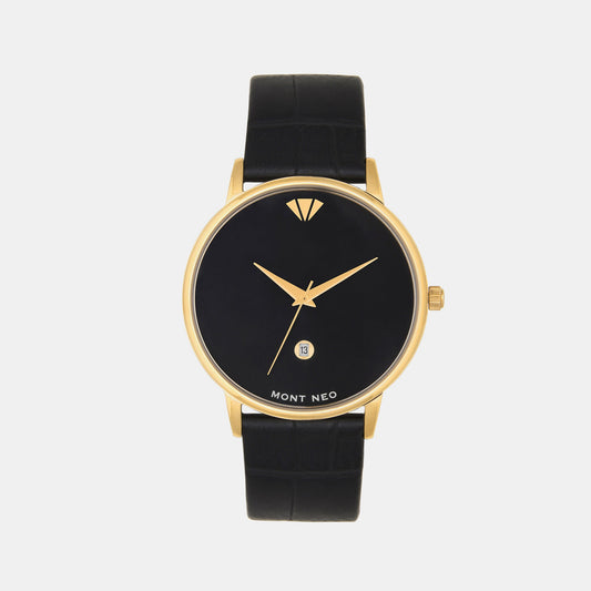 Men's Black Analog Leather Watch G1034E-L2204