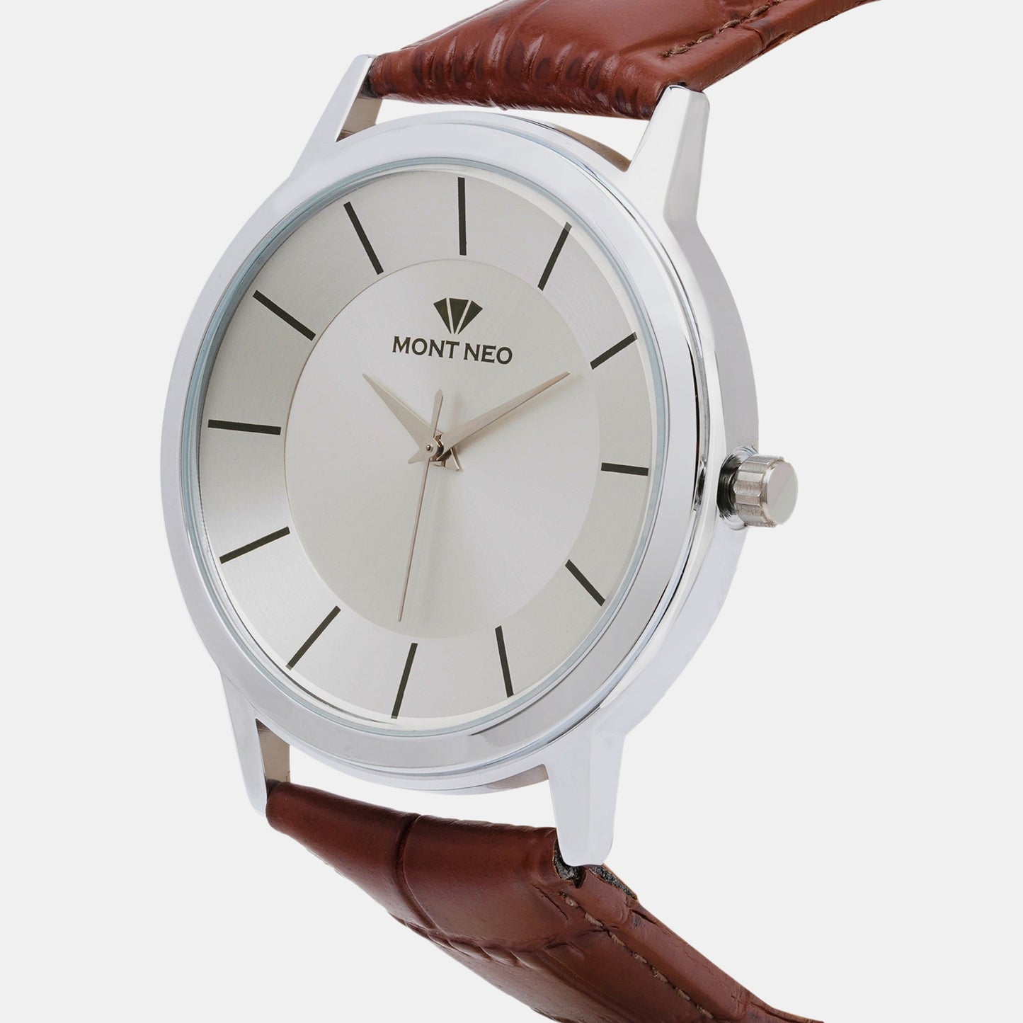 Men's Elegant Silver Analog Leather Watch 8003T-L1103