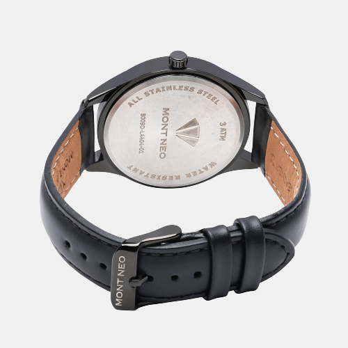 Men's Rugged Black Analog Leather Watch 8009D-L4404-01