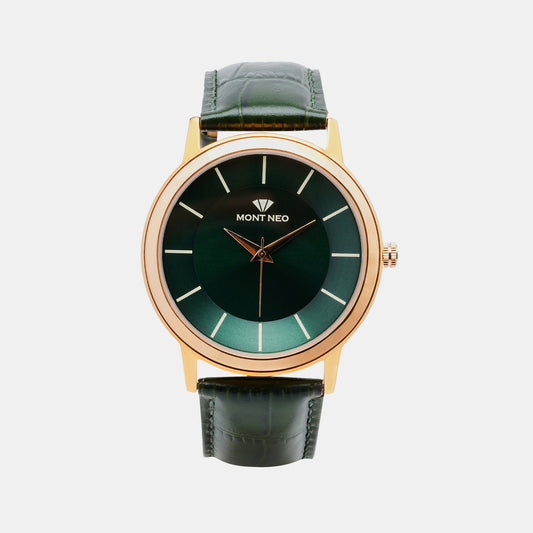 Men's Stylish Green Analog Leather Watch 8003T-L3314