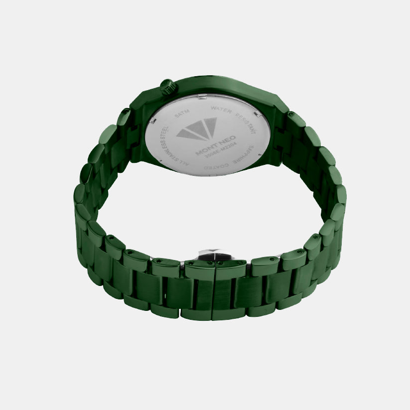 Men Quartz Green Dial Analog Metal Watch 3506E-M101014