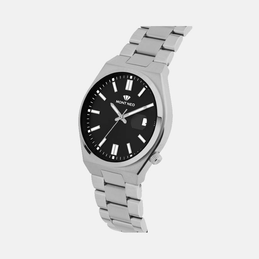 Men Quartz Black Dial Analog Metal Watch 3506E-M1104