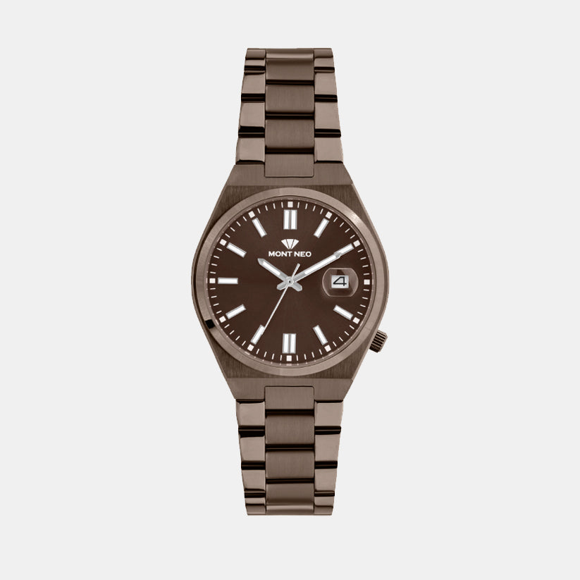 Men Quartz Brown Dial Analog Metal Watch 3506E-M111106