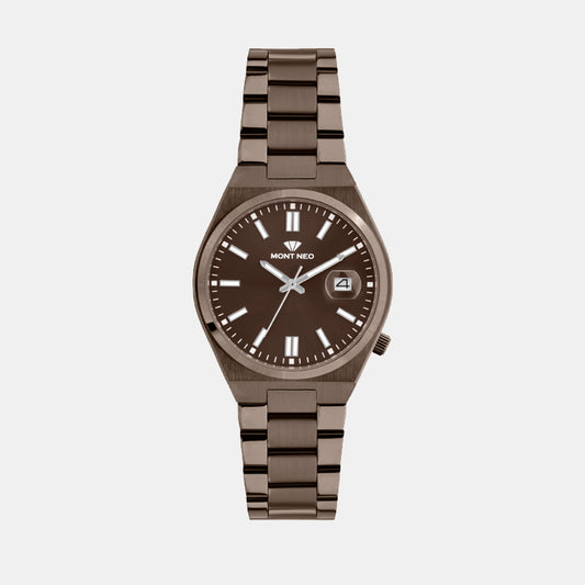 Men Quartz Brown Dial Analog Metal Watch 3506E-M111106
