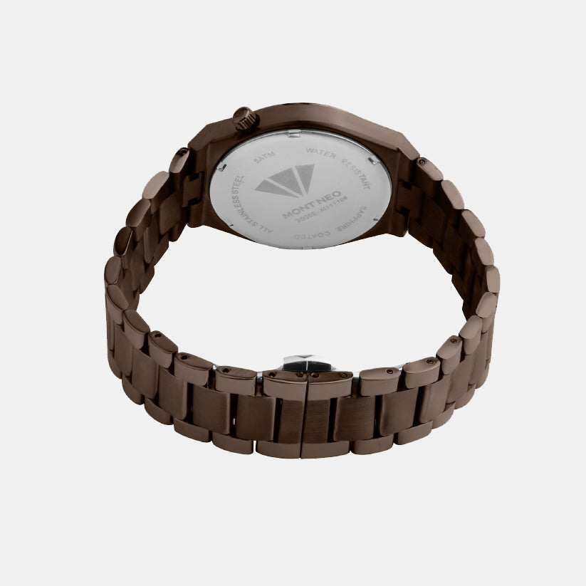 Men Quartz Brown Dial Analog Metal Watch 3506E-M111106