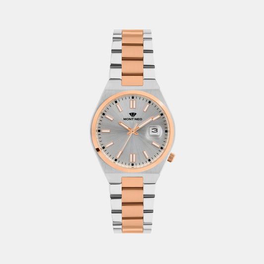 Men Quartz Silver Dial Analog Metal Watch 3506E-M1303