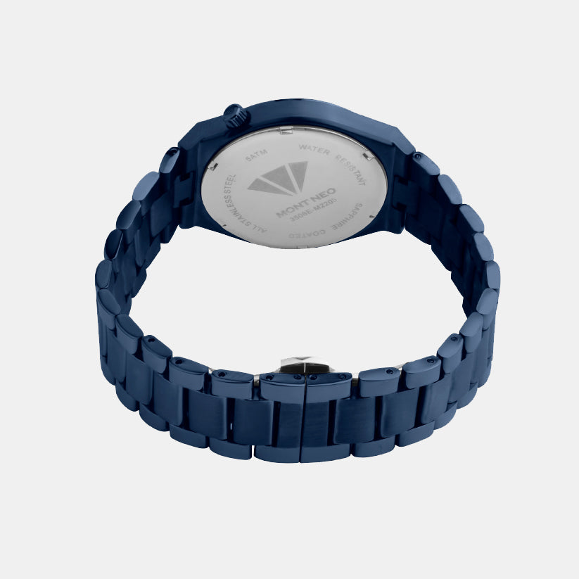 Men Quartz Blue Dial Analog Metal Watch 3506E-M5505