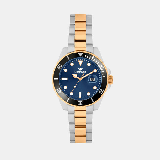 Men Quartz Blue Dial Analog Metal Watch 3507E-M1305
