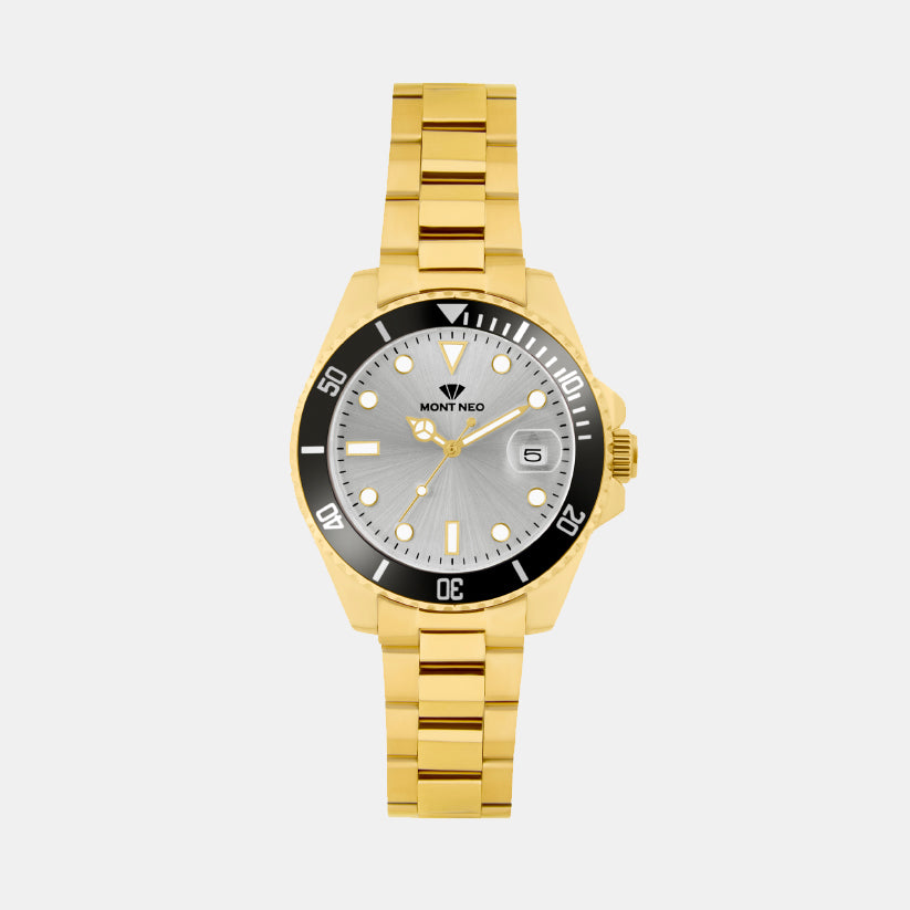 Men Quartz Silver Dial Analog Metal Watch 3507E-M2203