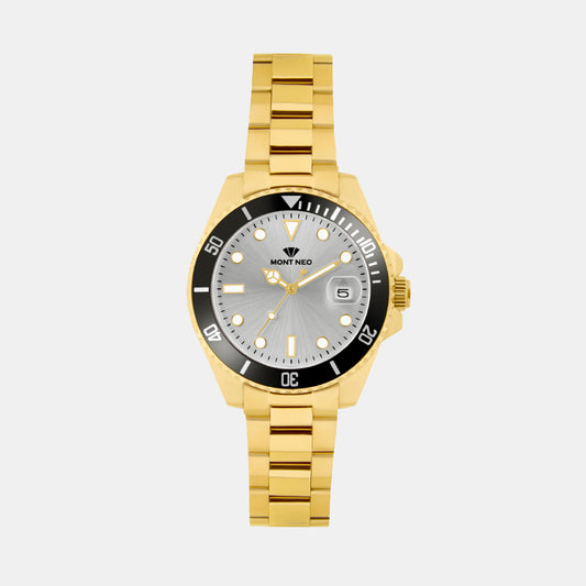 Men Quartz Silver Dial Analog Metal Watch 3507E-M2203