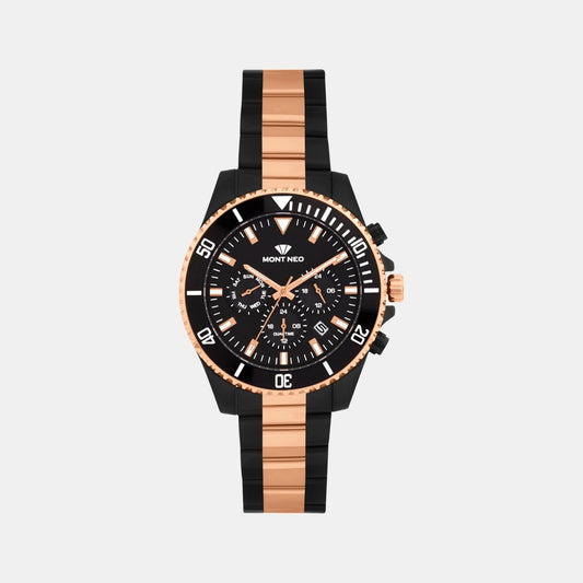 Men Quartz Black Dial Analog Stainless Steel Watch 3508M-M4304