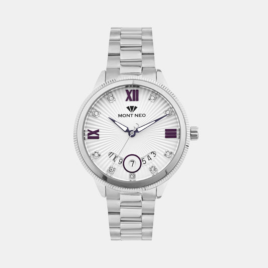 Men Quartz Silver Dial Analog Stainless Steel Watch 3514M-M1103
