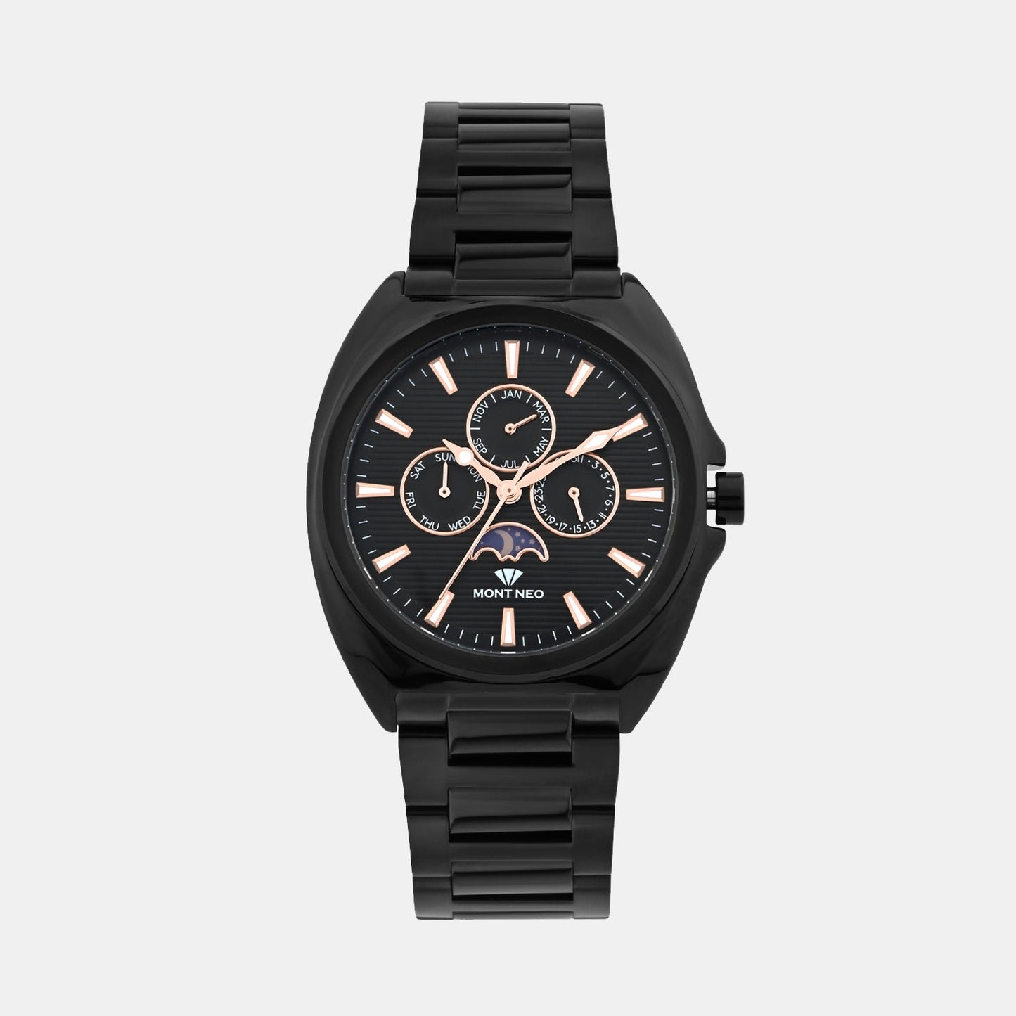 Men Quartz Black Dial Analog Stainless Steel Watch 3514M-M4404