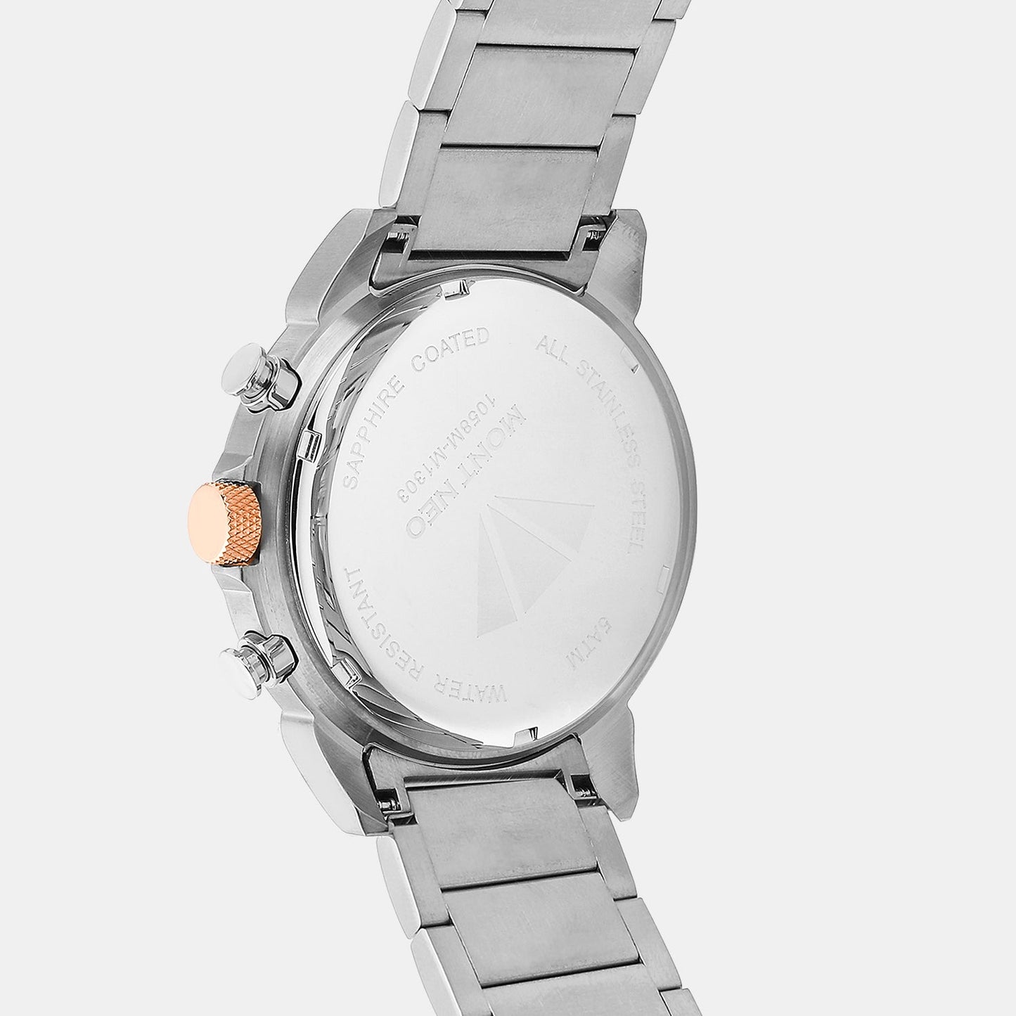 Men Quartz Silver Dial Multi-Function Metal Watch 1058M-M1303