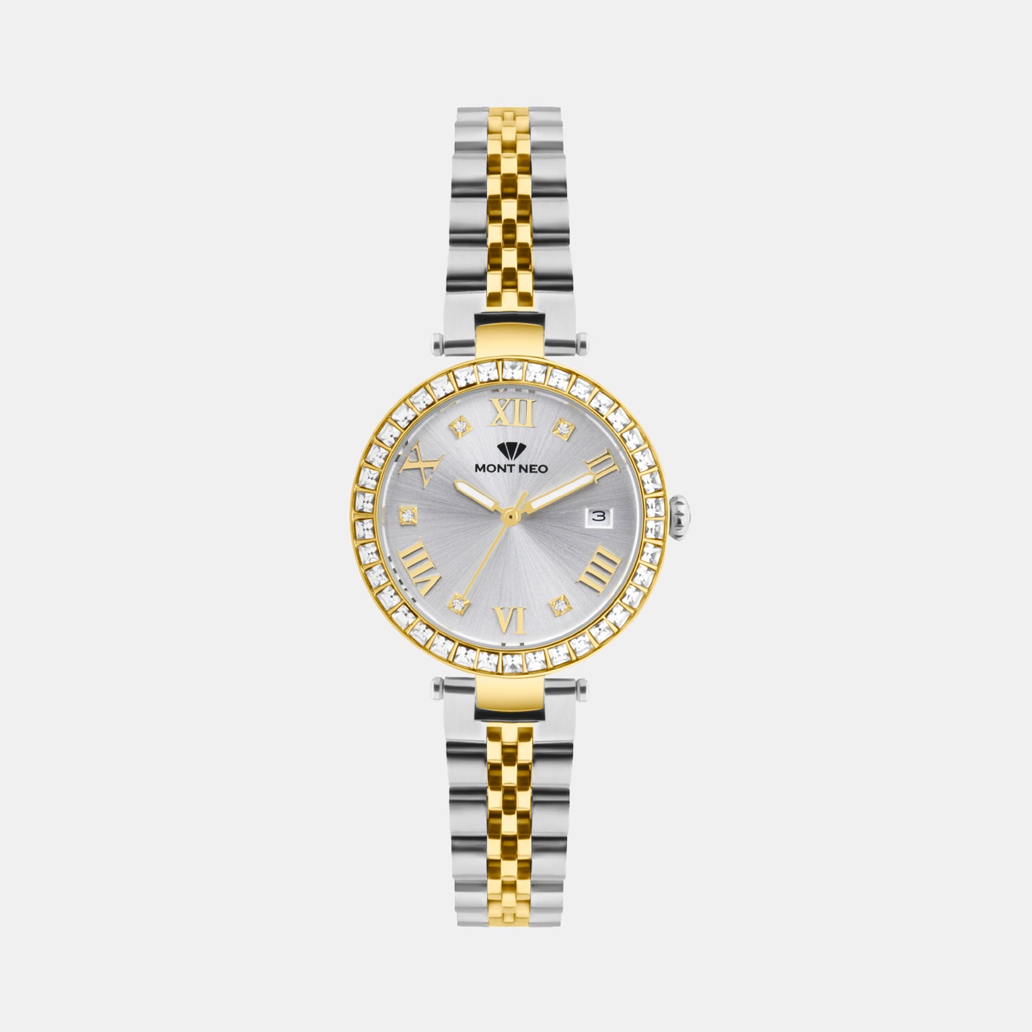 Women Quartz Silver Dial Analog Stainless Steel Watch 4505E-M1203