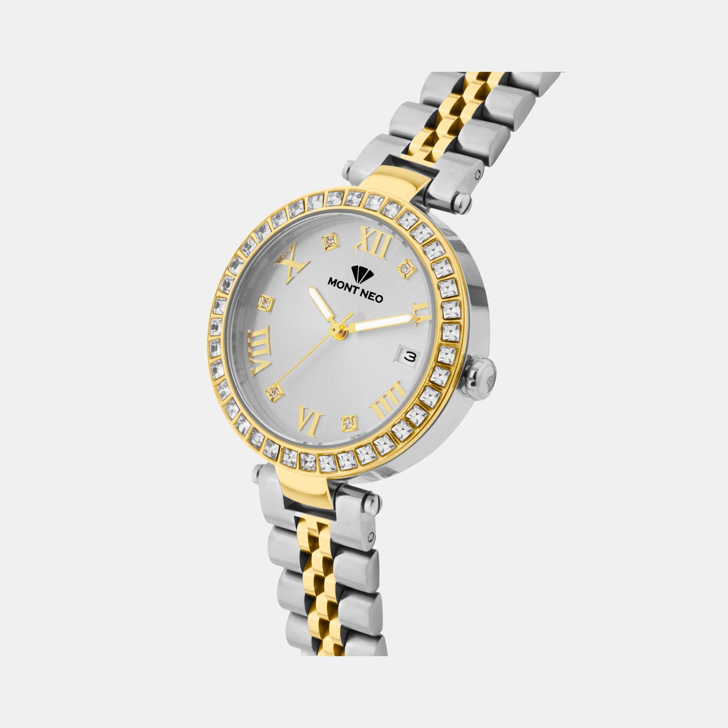 Women Quartz Silver Dial Analog Stainless Steel Watch 4505E-M1203