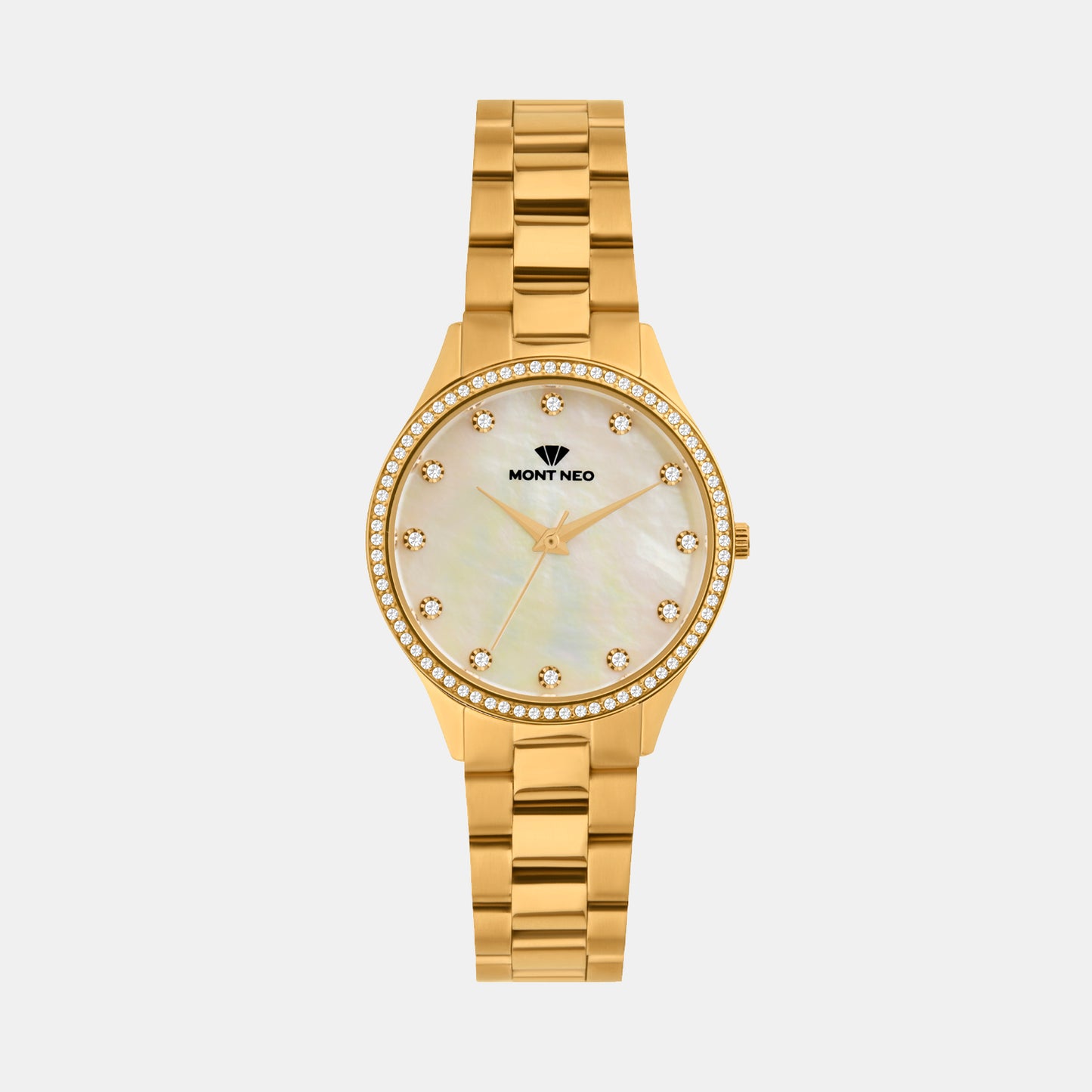 Women Quartz White Mother Of Pearl Dial Analog Metal Watch 4509B-M2201