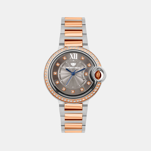 Women Quartz Grey Dial Analog Metal Watch 4510B-M1315