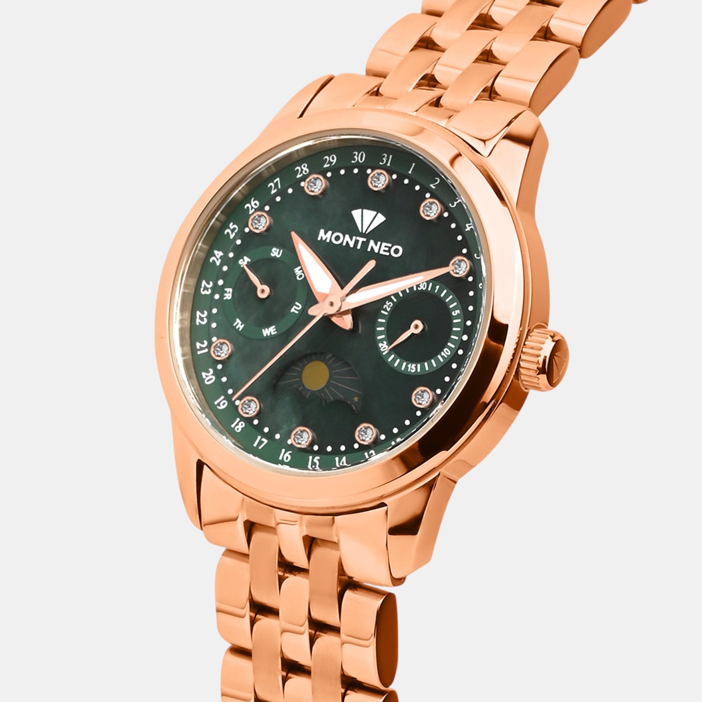Women Quartz Green Dial Analog Stainless Steel Watch 4511M-M3314