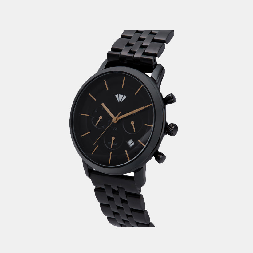 Men Quartz Black Dial Multi-Function Metal Watch 8012C-M4404