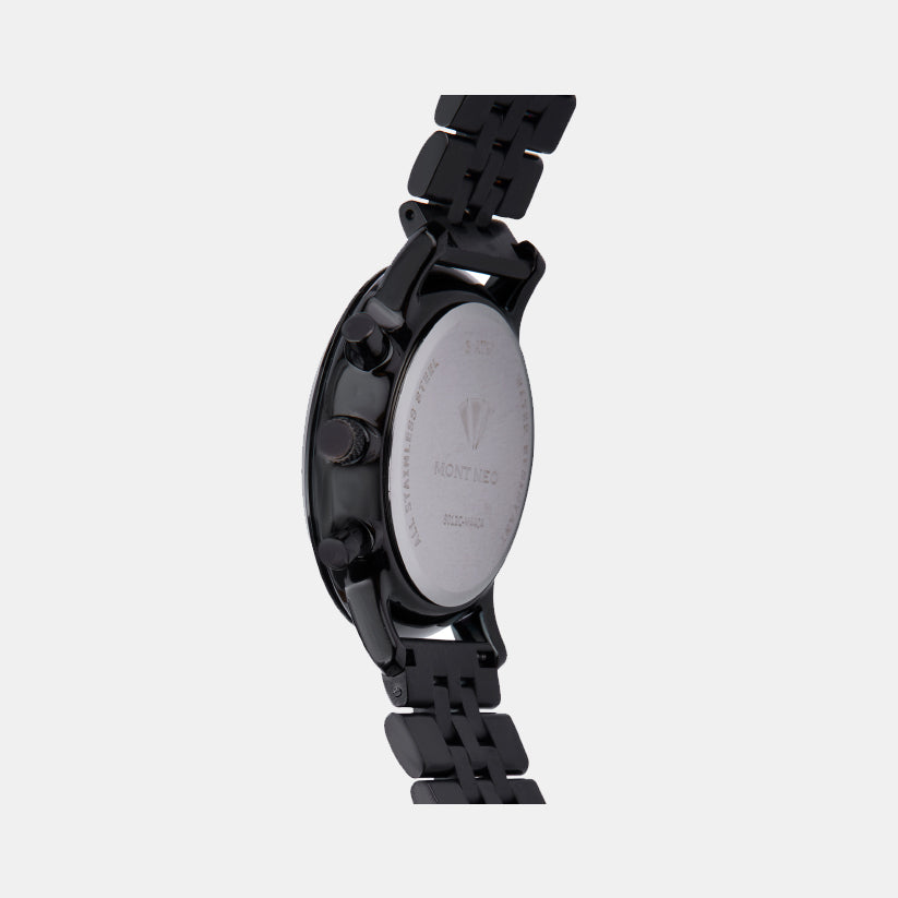 Men Quartz Black Dial Multi-Function Metal Watch 8012C-M4404