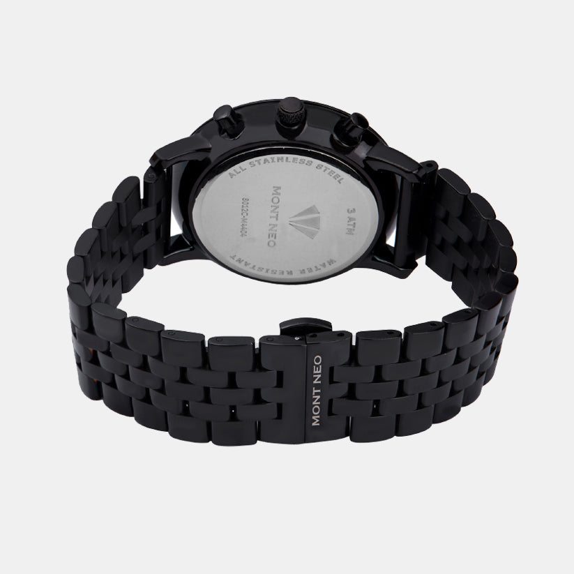 Men Quartz Black Dial Multi-Function Metal Watch 8012C-M4404