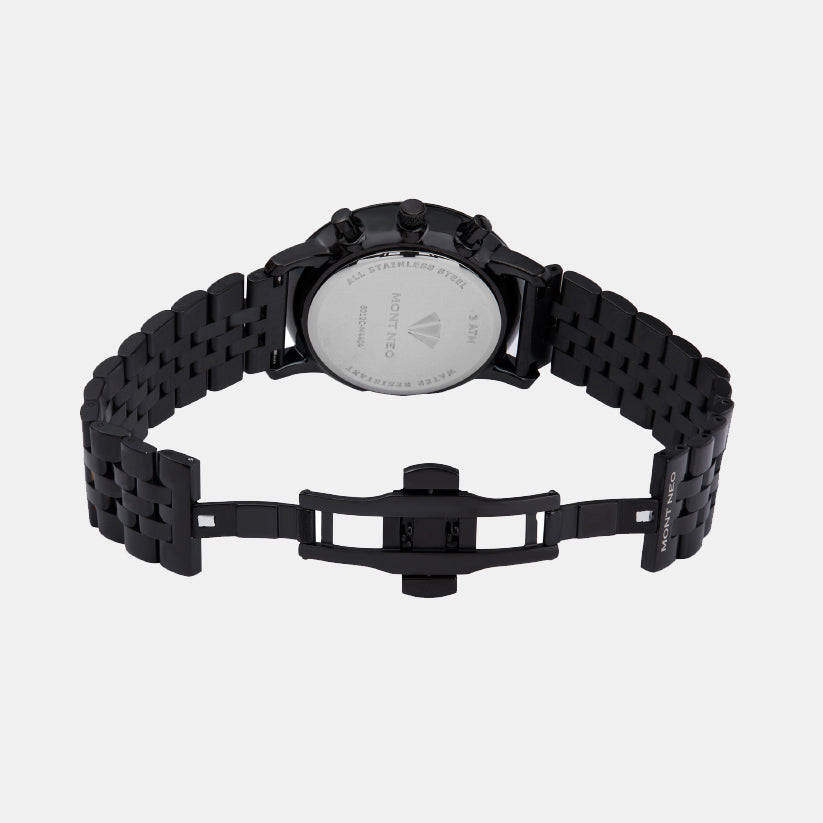 Men Quartz Black Dial Multi-Function Metal Watch 8012C-M4404