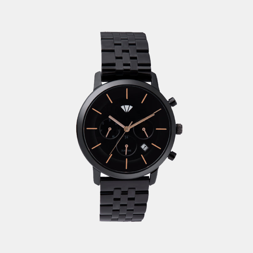 Men Quartz Black Dial Multi-Function Metal Watch 8012C-M4404