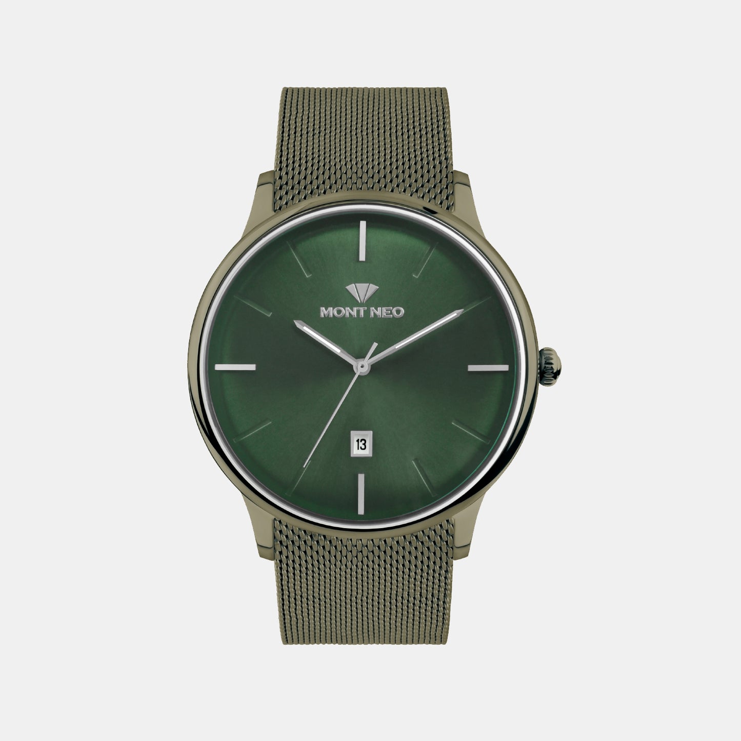 Men Quartz Green Dial Analog Mesh Watch G1052E-B101014