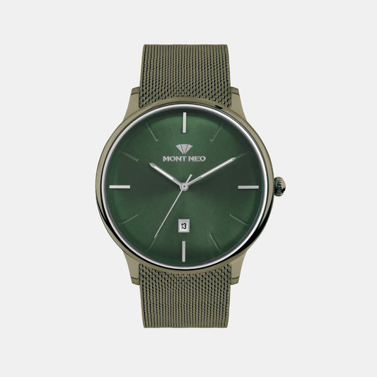Men Quartz Green Dial Analog Mesh Watch G1052E-B101014