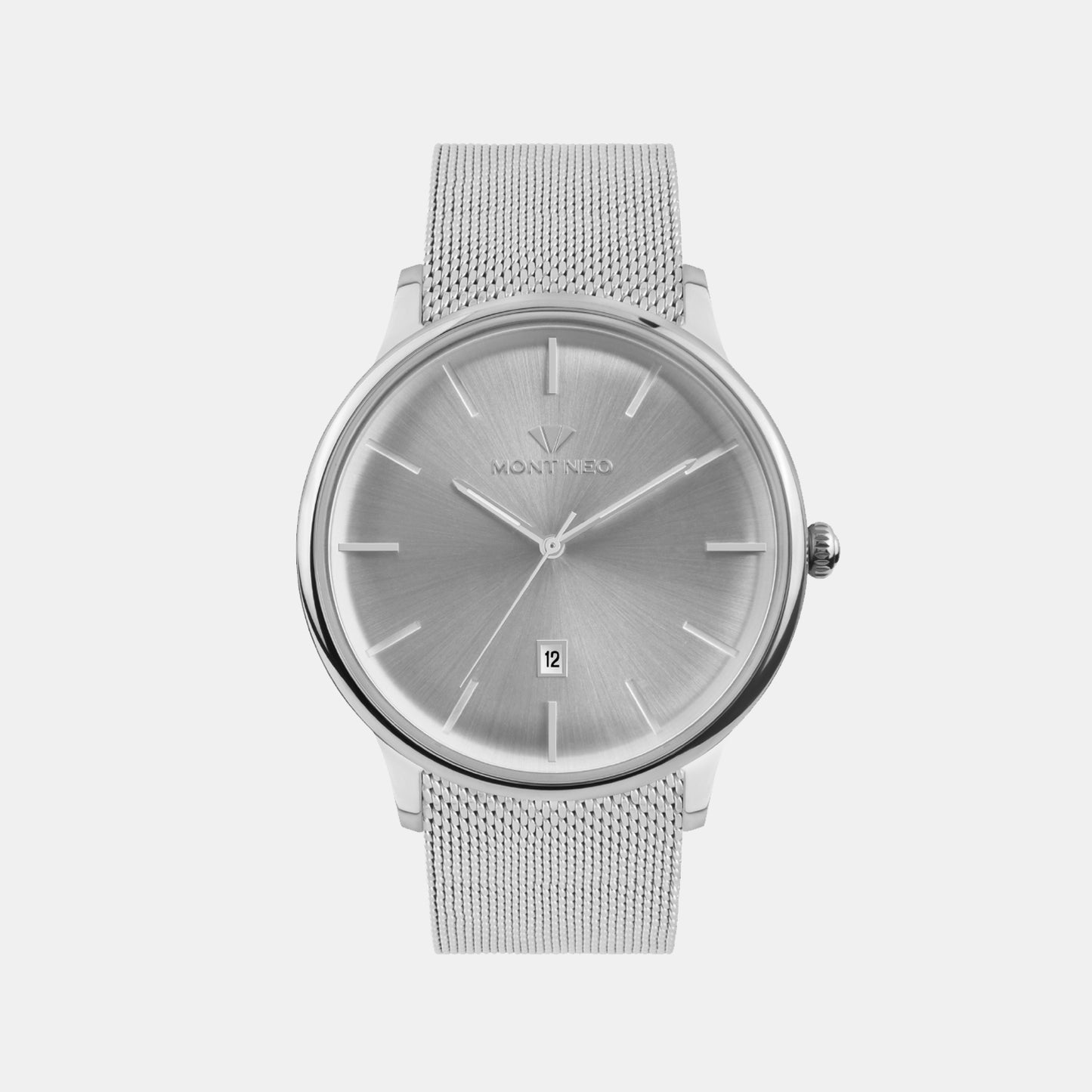 Men Quartz Silver Dial Analog Mesh Watch G1052E-B1103