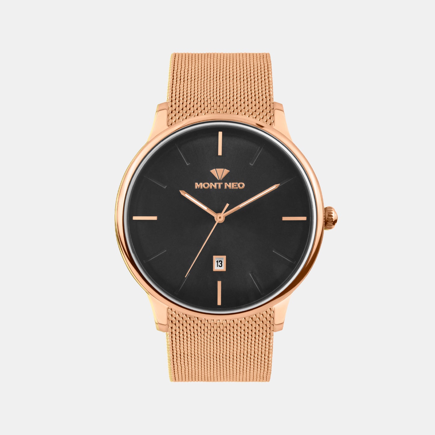 Men Quartz Black Dial Analog Mesh Watch G1052E-B3304
