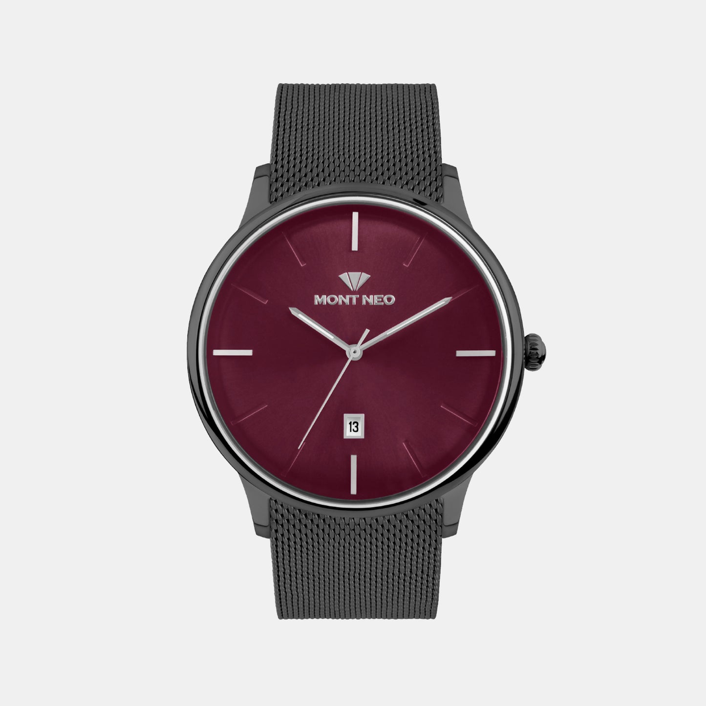 Men Quartz Red Dial Analog Mesh Watch G1052E-B4412