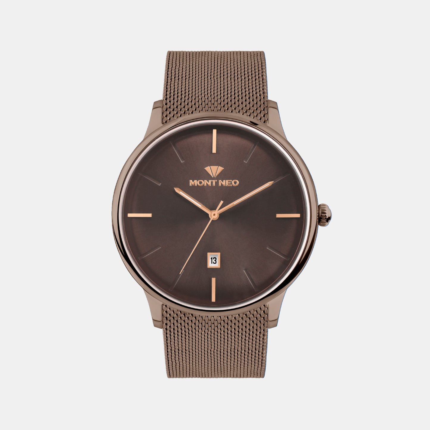 Men Quartz Brown Dial Analog Mesh Watch G1052E-B6606