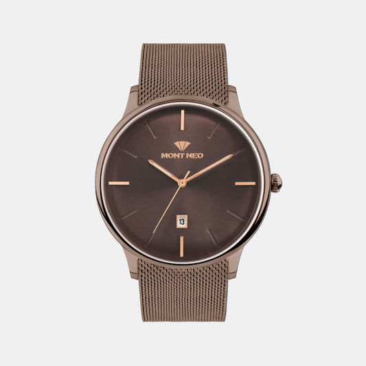 Men Quartz Brown Dial Analog Mesh Watch G1052E-B6606