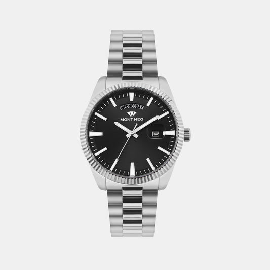 Men Quartz Black Dial Analog Stainless Steel Watch G3505D-M1104
