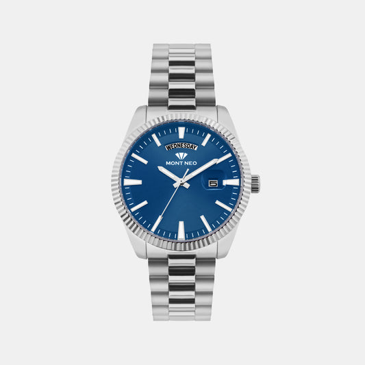 Men Quartz Blue Dial Analog Stainless Steel Watch G3505D-M1105