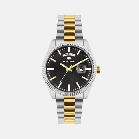 Men Quartz Black Dial Analog Stainless Steel Watch G3505D-M1204